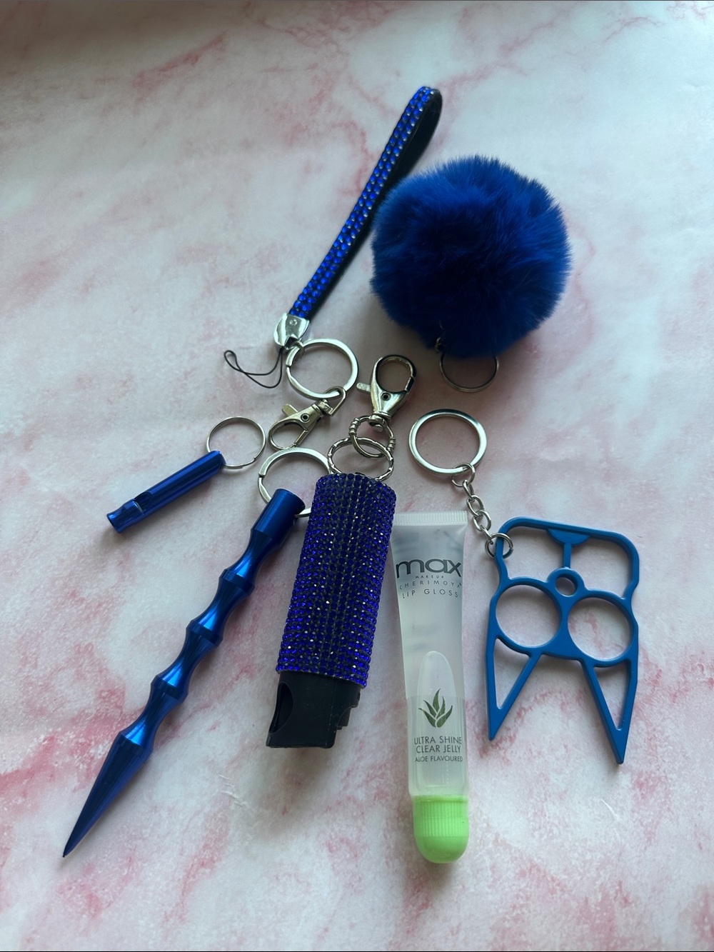 Blue Bling Self Defense Keychain